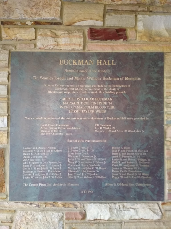 Rhodes College, Rhodes, Gothic, Neogothic, Buckman Hall Hall, Metcalf Crump, Charles Metcalf Crump, Stanley Buckman, Mertie Buckman