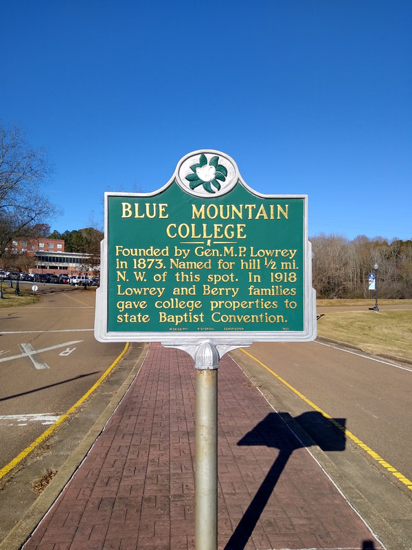 Blue Mountain College, Blue Mountain Mississippi, Mark Perrin Lowrey, Brougher Place, Tippah County, W.T. Lowrey, B.G. Lowrey, Modena Lowrey Berry, BMC, Toppers
