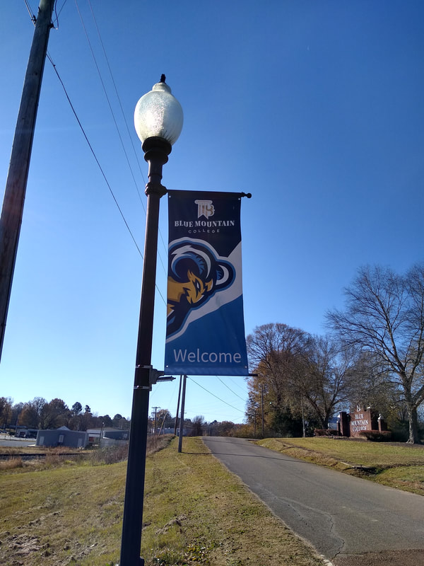 Blue Mountain College, Blue Mountain Mississippi, Lamppost Sign

