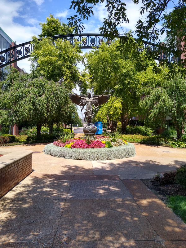 Saint Louis University, SLU, South Campus, caduceus statue, caduceus, James Muir